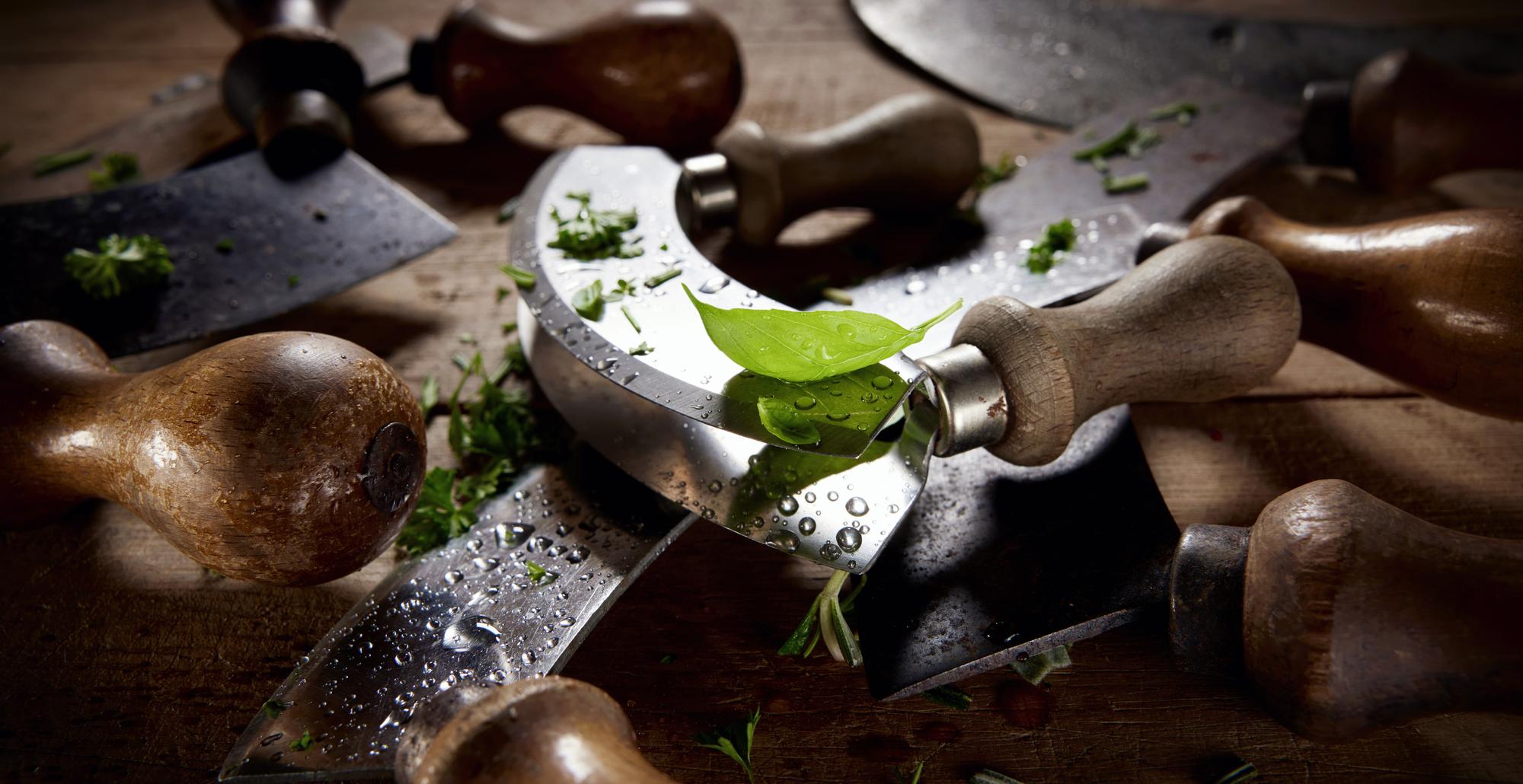Workspace with curated ingredients and tools